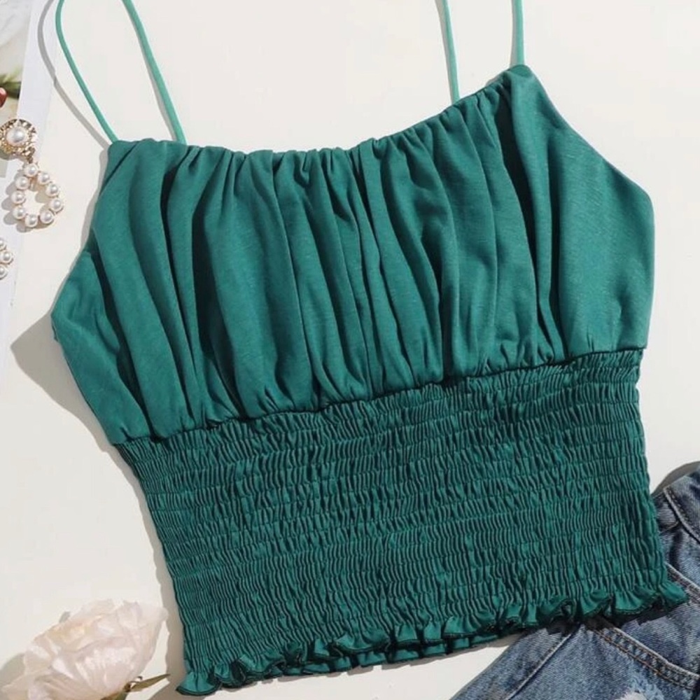 Green Cropped Tank Top